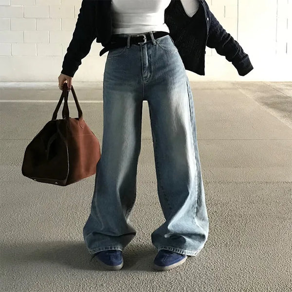 On/Off Washed Wide Denim Pants