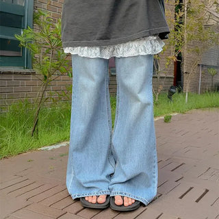 Kellen Washed Bootcut Denim Pants Slim Fit Lower Body Shaping Loose Thickness High Waist Plus Size Cotton Pants Jeans Cool Denim