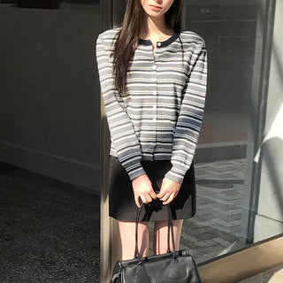 Erti Round Striped Knit Cardigan