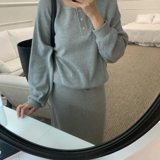 Waffle Long Sleeve Loose Fit T-shirt