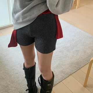 Ribbed biker shorts