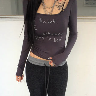 Zzz Deep Square Neck Long Sleeve T-shirt