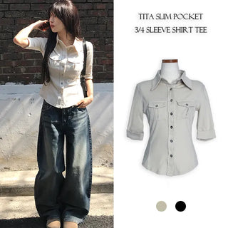 Tita Slim Pocket 3/4 Sleeve Shirt T-shirt