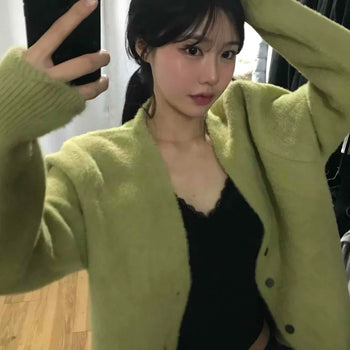 Drop Shoulder Basic Knit Cardigan