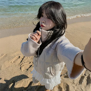 Lier Wool Raglan Crop Padded Jumper Alpaca Hooded Zip-up Short Padded Jacket Duck Down Crop Jacket Winter