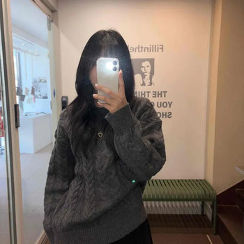 Beriel Cable Knit Round Neck Loose Fit Knit