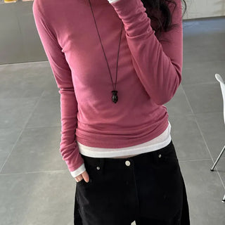 Tencel layered inner long-sleeve tee