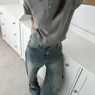 Fleece Button Collar Knit