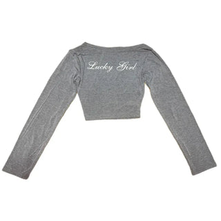 LUCKY GIRL☘︎ Off-shoulder cropped long-sleeve top