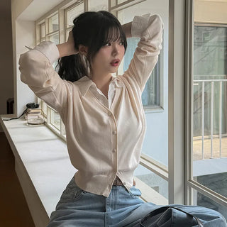 Fuzzy Layering Shirt Knit Cardigan