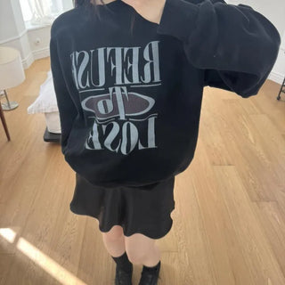 Printed Pigment Sweatshirt Plus Size Sweatshirt