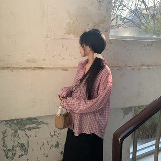 *Until Summer!* Small Check Fudge Loose Fit Check Shirt