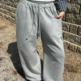Wide Cargo Pocket 3D Drawstring Jogger Training Pants