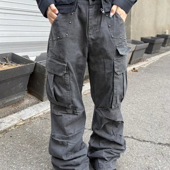 [UNISEX/Highly Praised🔥] Unisex Ryan Vintage Studded Cargo Pants (2 colors)