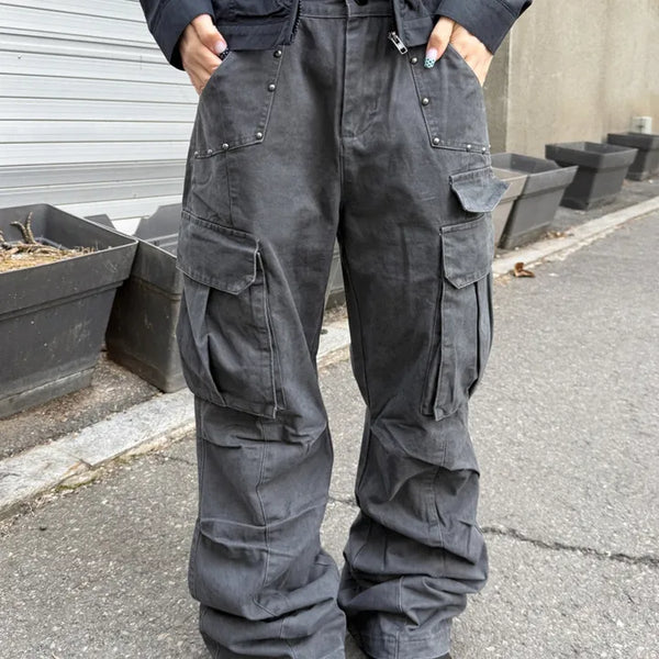 [UNISEX/Highly Praised🔥] Unisex Ryan Vintage Studded Cargo Pants (2 colors)