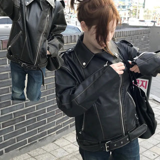[limited] Hazel Vintage Washed Leather Rider Jacket