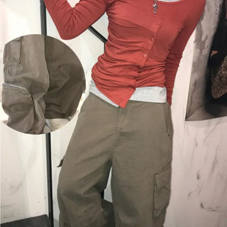 Unisex LP Dyed Multi-Pocket Wide Pants (2 colors)