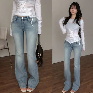 Ekitty Washed Raw Denim Bootcut Pants