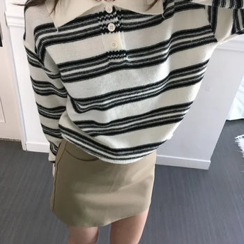 Way Striped Collar Knit