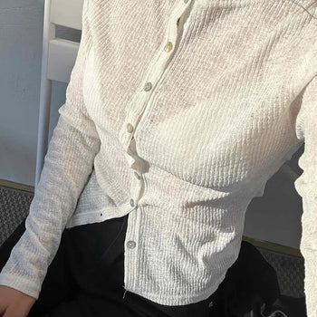 Round Neck See-through Knit Cardigan
