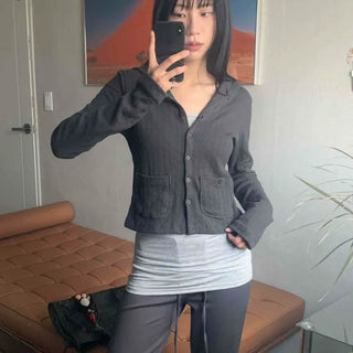 Slim Fit Hooded Short Knit Cardigan