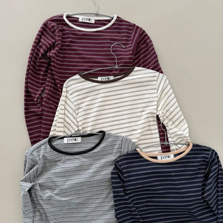 Contrast Stripe Round Neck Delicate Fit Long Sleeve