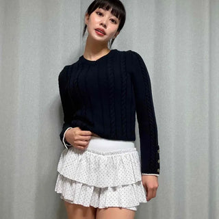 High-Waisted Dot Tiered Ruffle Mini Skirt