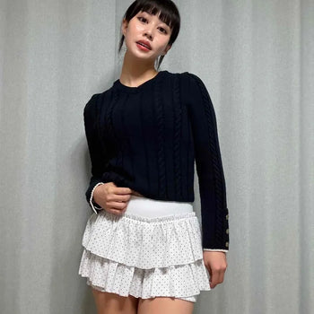 High-Waisted Dot Tiered Ruffle Mini Skirt
