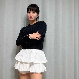 Double Frill Pleated Layered Mini Skirt with Integrated Shorts