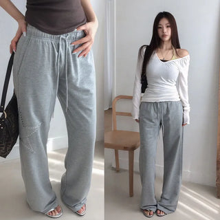 Steady Sequin Elastic Waist Wide Pants