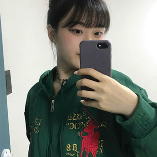 Gold Big Logo Zip-up Hoodie