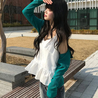 엘프 여리 골지 라운드 가디건