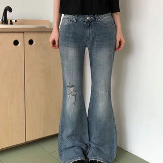코제 빈티지 데미지 로우 부츠컷 데님 팬츠