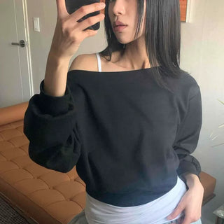Wide Boat Neck Loose Fit Sweatshirt