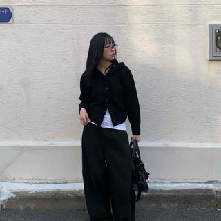High-waisted Loose-fit Barrel Long Pants