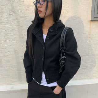 High-neck Short Knit Cardigan