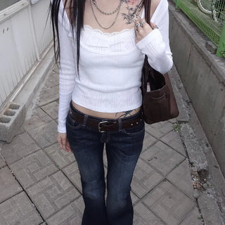 FLORAL LACE Sleeveless Layered Long Sleeve T-shirt 2CO