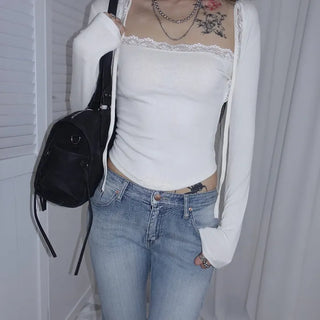CUTESEY Lace Bolero Layered T-shirt 2CO