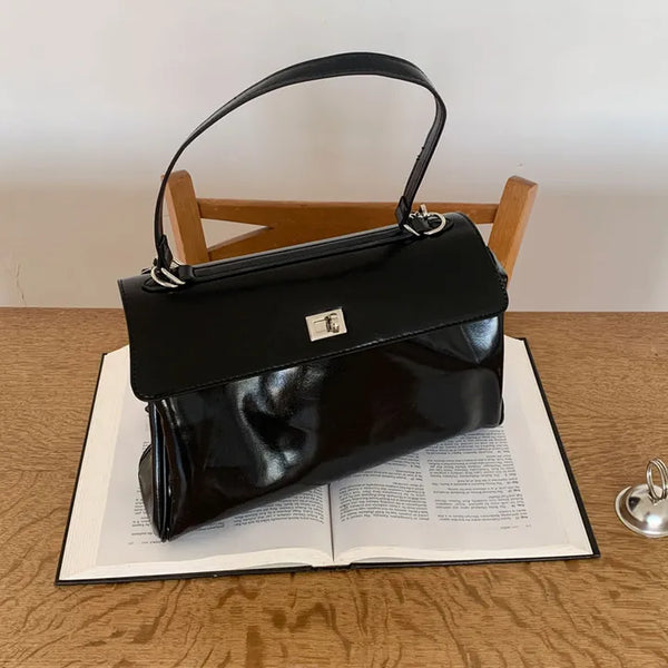 Buckle Leather Big Shoulder Bag Tote Bag Merchant Bag