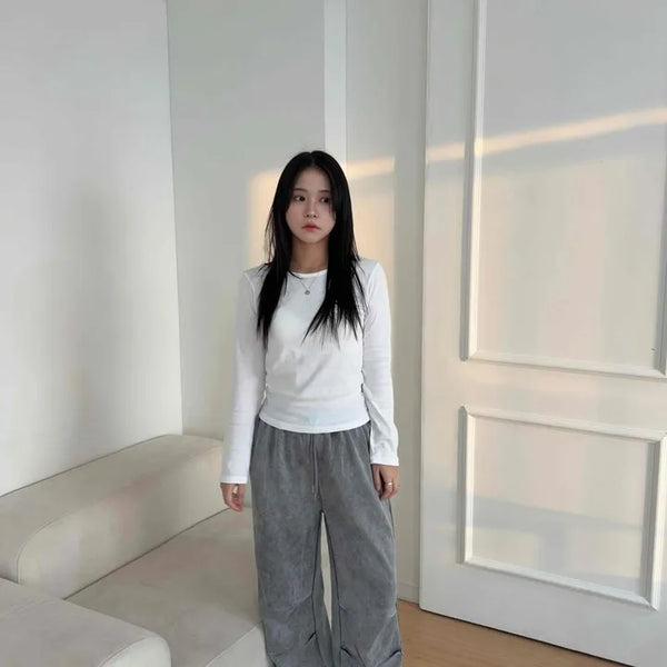 Back Pocket Pintuck Loose Fit Jogger Pants