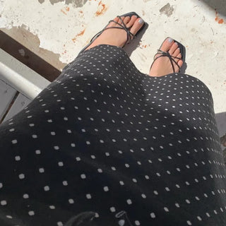 Chesky Dot Banding Back Slit Long Skirt