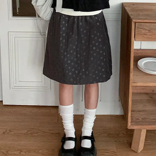 Abeli ​​Nylon Dot Elastic Waist Midi Skirt