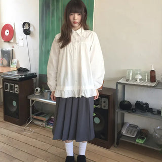Ohe pintuck long-sleeve blouse