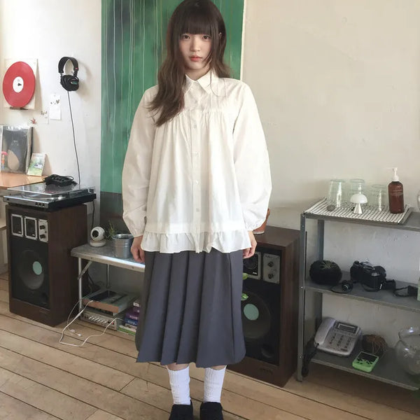 Ohe pintuck long-sleeve blouse