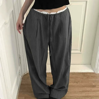 Breathe Frill Elastic Waist Wide Long Pants