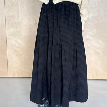 Blancton Seersucker Check Long Skirt