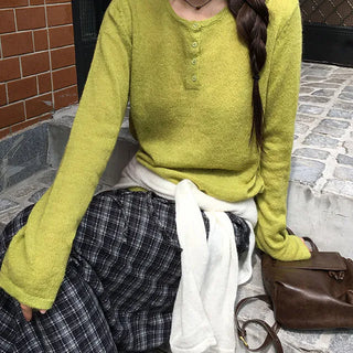 Alpaca Front Button Round Knit