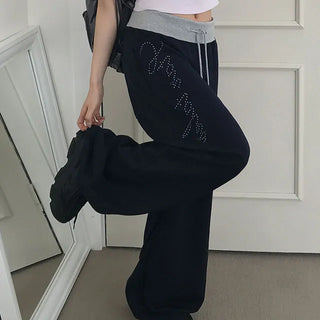 요꼬 레터링 스트링 팬츠