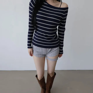 Stripe Off-shoulder T | Stripe One-Shoulder