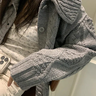 Ventney Delicate Fit Collar Cable Knit Cardigan